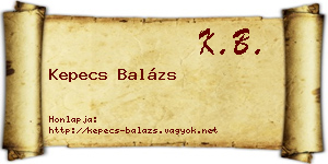 Kepecs Balázs névjegykártya